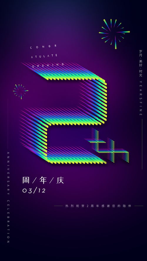 数字店庆新浪潮 扁平周年庆典促销海报设计PSD模板